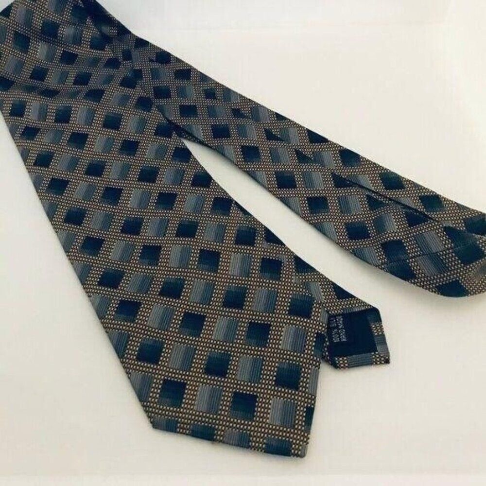 #1656 VTG SIENA COLLECTION GRAY AND BRONZE NECKTIE 57 IN X 3.75 IN